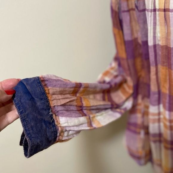 Free people Olivia Plaid  Oversized top size S and M NWOT - Picture 8 of 14